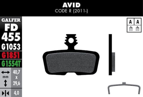 Plăcuțe de frână Galfer Fd455 Advanced Avid Code R 2011