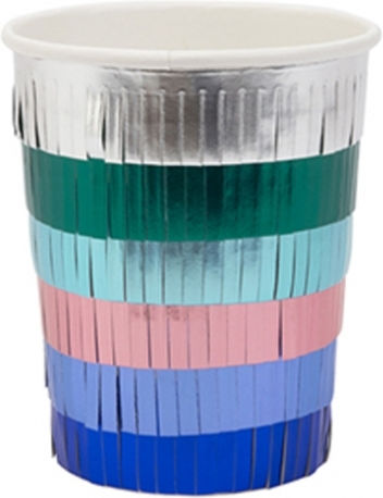 Meri Meri Metallic Fringe Ποτήρι μιας Χρήσης Χάρτινo 256ml 8τμχ
