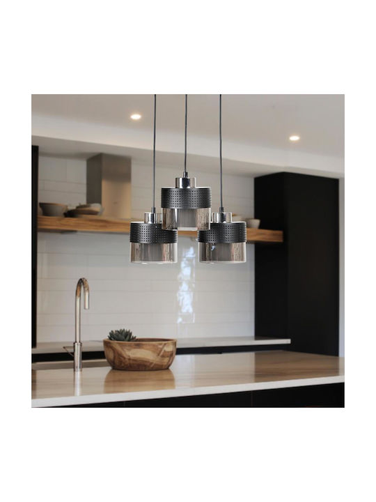 Fylliana Κρεμαστό Φωτιστικό Ασημί με Ντουί E27 30x80x80εκ.