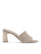 Wildleder Mules mit Chunky Hoch Absatz in Gray Farbe