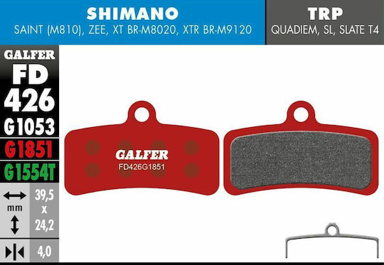 Galfer Τακάκια Ποδηλάτου Fd426g1851 1 Σετ 1 Δαγκάνα