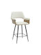 Stool Bar with Backrest Upholstered with Fabric Clipp Black - Ecru 2pcs 57.5x53x98cm