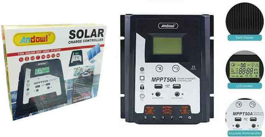 Andowl Ρυθμιστής Φόρτισης Φωτοβολταϊκών Mppt 50a Solar Charge Controller 075879
