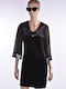 Evening Dress Velvet with Sheer Black