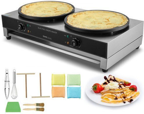 Vevor Double Commercial Electric Crepe Maker 3.4kW with Ø40.64cm Heating Plate