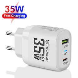 Techsuit Ladegerät ohne Kabel GaN mit USB-A Ans...