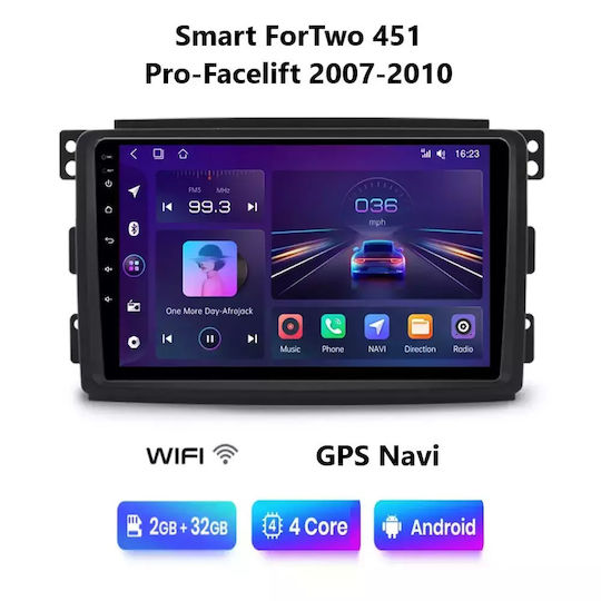 Auto-Audiosystem für Smart FürZwei 2007-2010 (Bluetooth/USB/WiFi/GPS/Apple-Carplay/Android-Auto) mit Touchscreen 9"