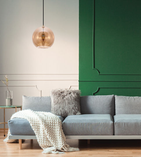Agora Lighting Регулируема Висящо Осветително Тяло Златист Топка с Цокъл E27 25x25x125см.
