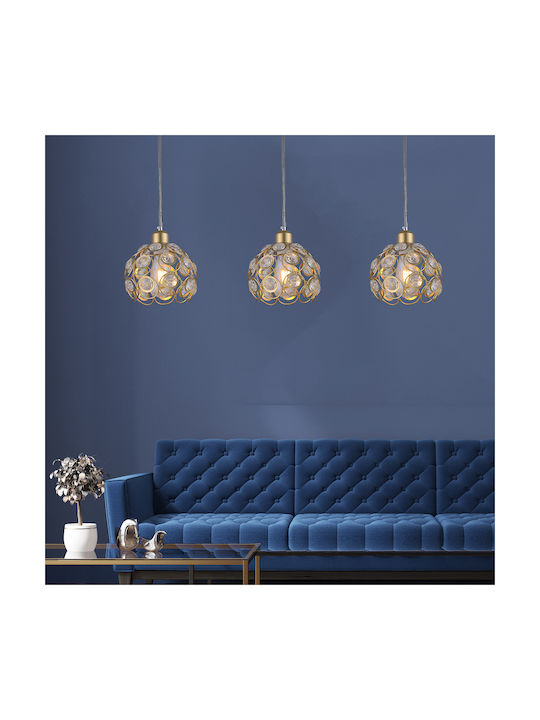 Agora Lighting Adjustable Pendant Light Gold Rail with Socket E27 65x65x90cm