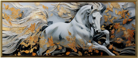 Wooden Wall Painting 120x50 cm Frame Embossed Strass Keskor 212050-12