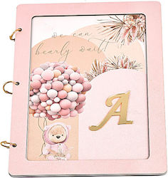 Wooden Guest Book Pink Shade Gold Monogram 22.5cm X 32.5cm Eupv/022506 Kaliso Kls-022506