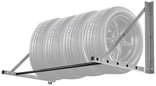 Suport pliabil de perete pentru 4 anvelope R14-R20 inch, lățime reglabilă 812-1219 mm, max 136 kg