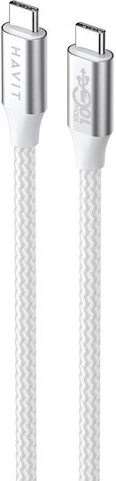 Havit Braided USB 2.0 Cable USB-C Male - USB-C 60W PD White 1m CB6290