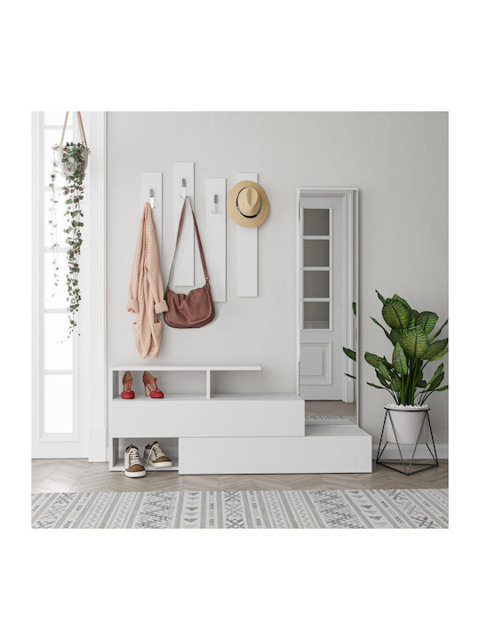 Ramda Έπιπλο Εισόδου με Παπουτσοθήκη White 137x35x154εκ.