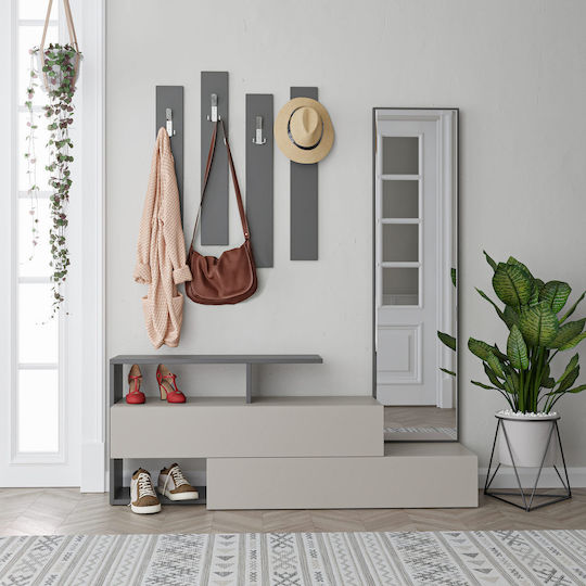Ramda Mobilier de Intrare cu Dulap pentru Pantofi Light Mocha-anthracite 137x35x154cm