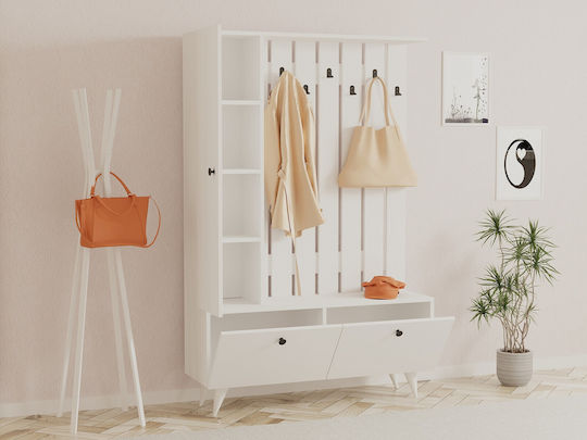 Lala Mobilier de Intrare cu Dulap pentru Pantofi White 112x35x170cm