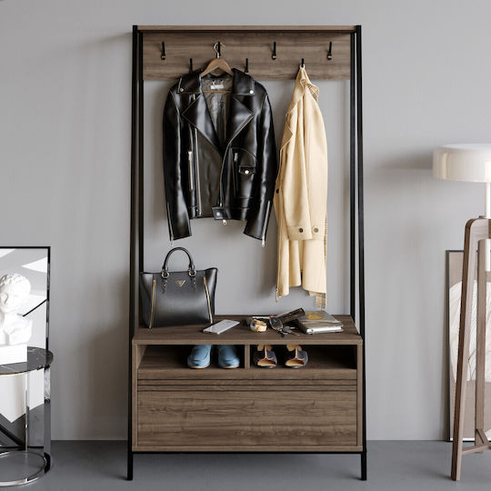 Devin Έπιπλο Εισόδου με Παπουτσοθήκη Walnut-black 94x35.3x180εκ.