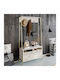 Devin Mobilier de Intrare cu Dulap pentru Pantofi Marble Effect White-gold 94x35.3x180cm