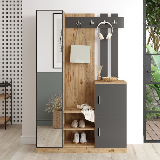 Mobilier de Intrare cu Dulap pentru Pantofi Oak-anthracite 113.6x35x180cm