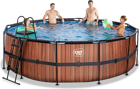Exit Toys Piscină Rotundă XXL PVC Deasupra Solului 450x122cm Maro În Nuanță De Lemn