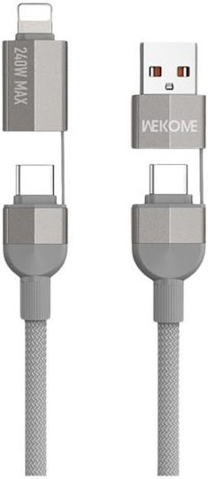 WK Braided la Cablu Lightning 240W Gri 1m