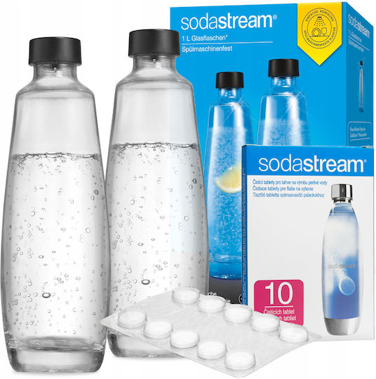 Sodastream Duo Glass Bottle 2 Pieces + Sodastream Descaling Tablets 10 Tablets 200g