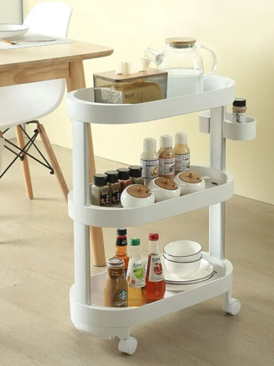 ForHome Τρόλεϊ Κουζίνας Πλαστικό 3 Θέσεων Λευκό 46x22x69cm