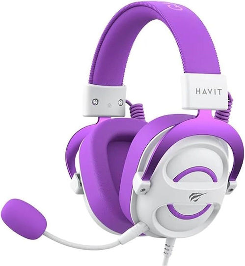 Havit H2002e Over Ear Gaming Headset με σύνδεση 3.5mm Μωβ