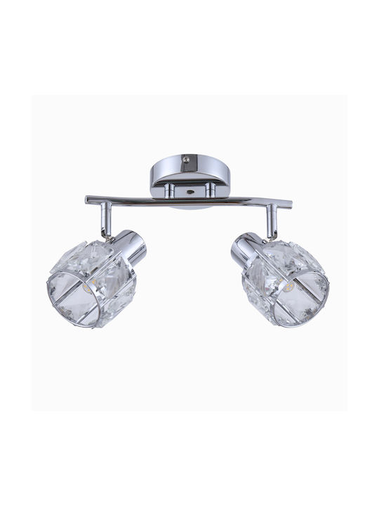 Agora Lighting Deckenleuchte Silber mit Fassung E14 mit Kristalle