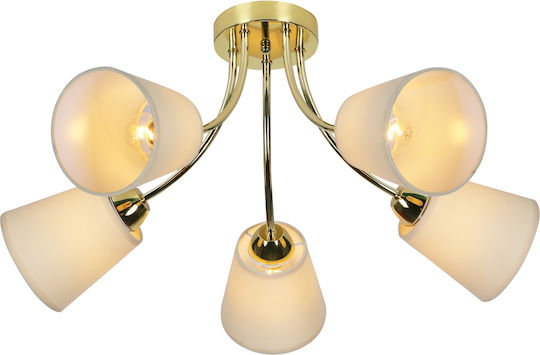 Agora Lighting Πλαφονιέρα Οροφής Χρυσή με Ντουί E27