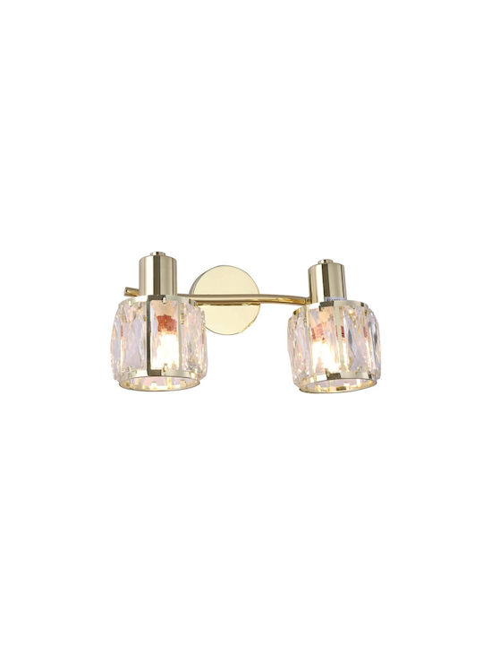 Agora Lighting Πλαφονιέρα Οροφής Χρυσή με Ντουί E14 με Κρύσταλλα