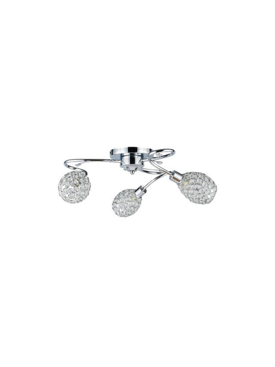 Agora Lighting Πλαφονιέρα Οροφής 59εκ. Ασημί με Ντουί E14