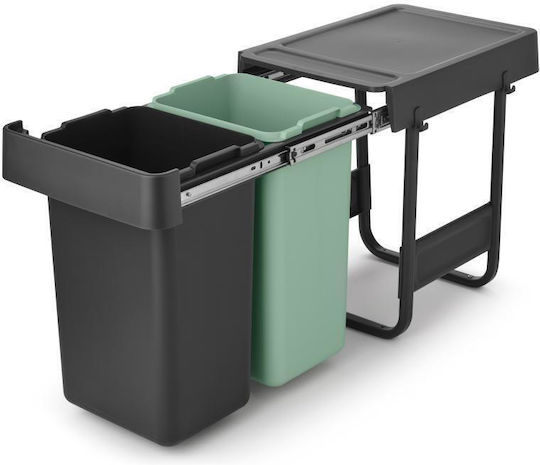 Brabantia Πλαστικός Κάδος Απορριμμάτων 2x15lt Γκρι