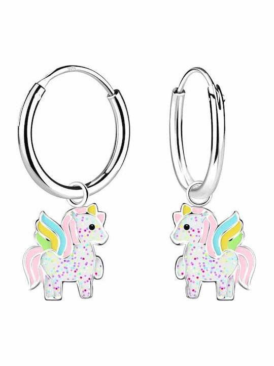 Children's Hypoallergenic Hoop Earrings Unicorn Silver 925