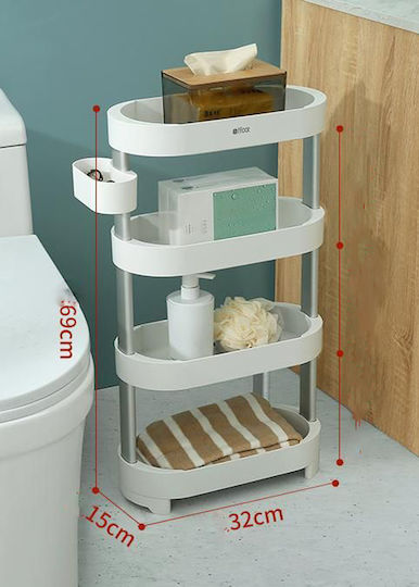 ForHome Bathtub Shelf Plastic with 4 Shelves 32x15x69cm