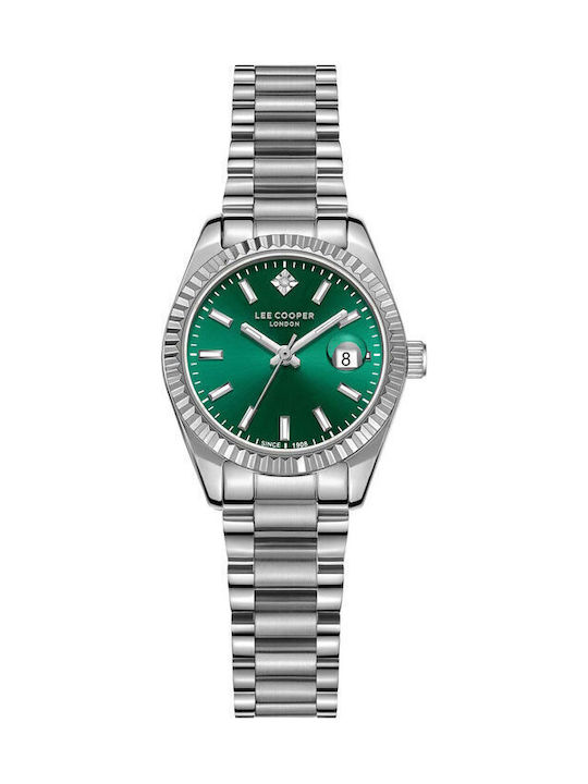 Lee Cooper Γυναικείο Ρολόι 28mm Μπαταρίας με Ασημί Μεταλλικό Μπρασελέ