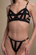 Zizo Γυναικείο Thong Ιδαίτερα Ανοίγματα Striped Μαύρο Μαύρο