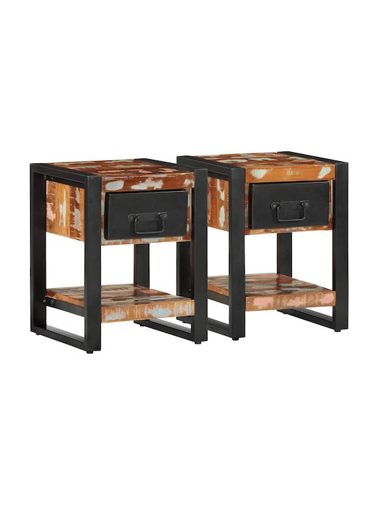 Noptiere din Lemn Masiv Mango 2buc 35x34x45cm