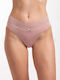 Hochtailliert Damen Slip Nahtlos mit Spitze Rosa