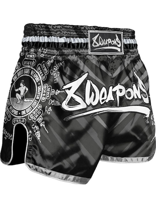 Muay Thai Shorts 8 Weapons 8 Ways Yant Black Silver