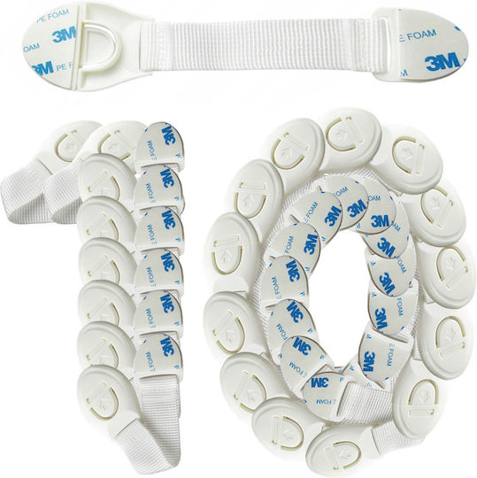 Cabinet & Drawer Lock made of Plastic in White Color 10pcs