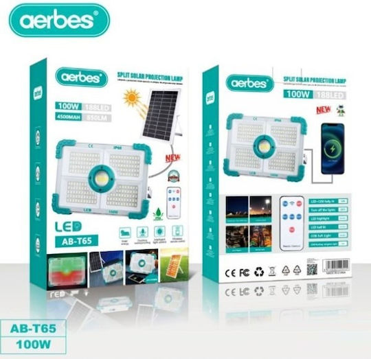 Aerbes Tabletop Solar Light 100W with Photocell and Remote Control IP66 18.5cmx8.5cmx28cmcm