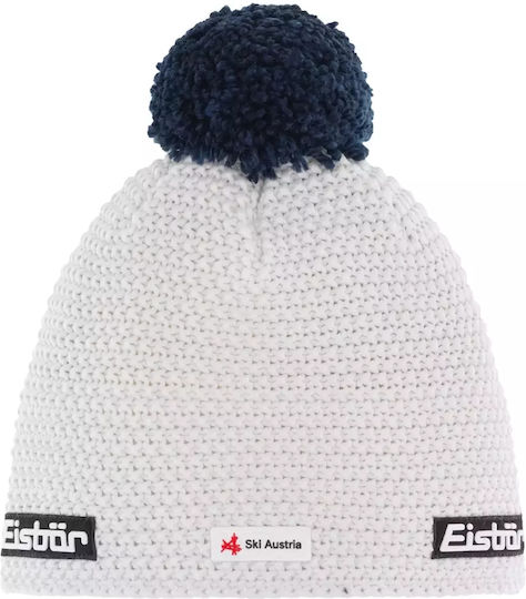 Pom Pom Beanie Ανδρικός Σκούφος Πλεκτός σε Λευκό χρώμα