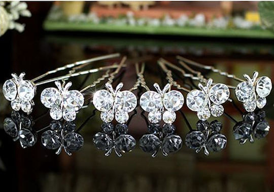 Set of 6 Hair Pins Austrian Crystals Bride Bridesmaid Julita