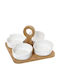 HFA Wooden Dessert Divided Serving Tray with 4 Slots White Ø20cm 20x20cm
