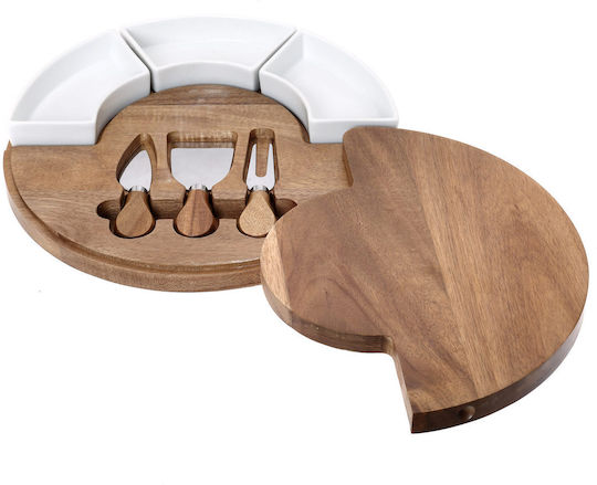 Holz-Käseplatte mit 3 Messern + 3 Schalen Gourmet Hfa