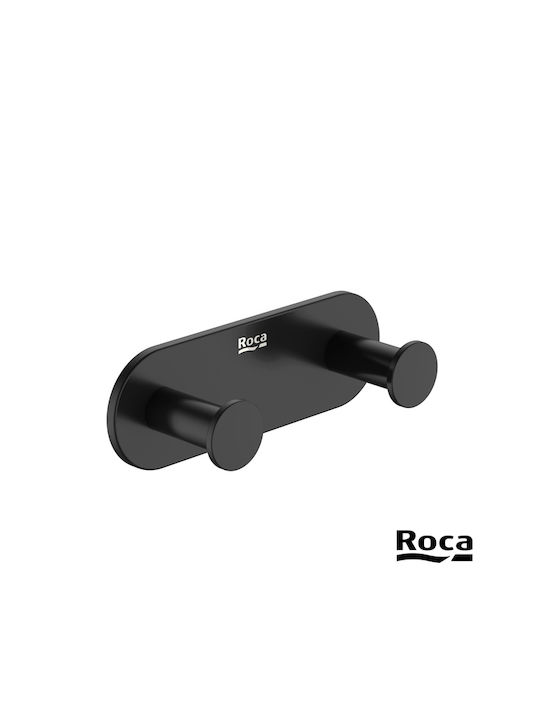 Roca Double Wall-Mounted Bathroom Hook Black