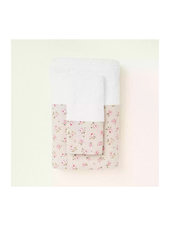 Set of Baby Towels with Rose Print 2pcs 379231 Ntampoudis Ntm-379231