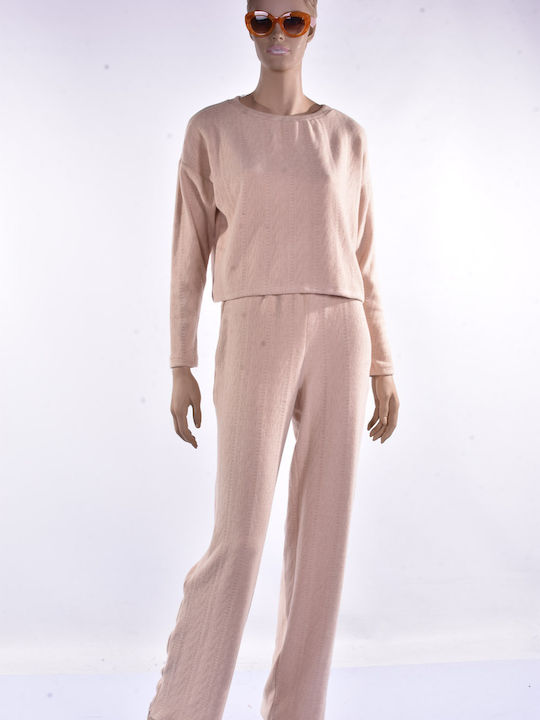 Women's Fabric Beige Trousers