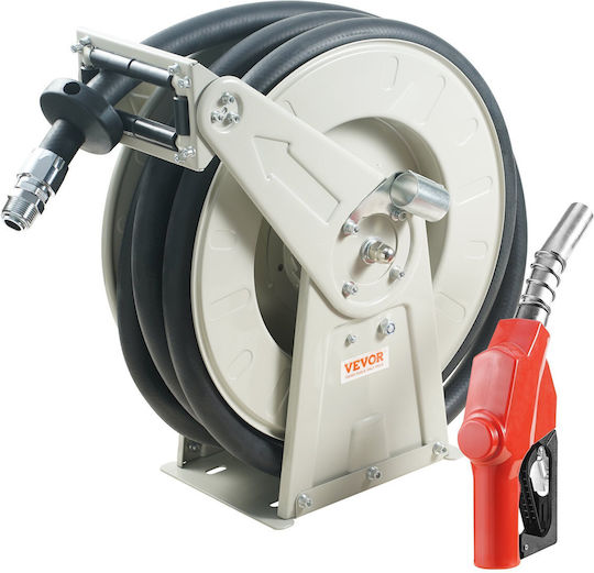 Vevor 3/4" X 66' Extra Long Retractable Diesel Hose Reel Carbon Steel Heavy Duty Automatic Fuel Nozzle NBR Flexible Hose for Aircraft Vehicle Trucks 300 Psi